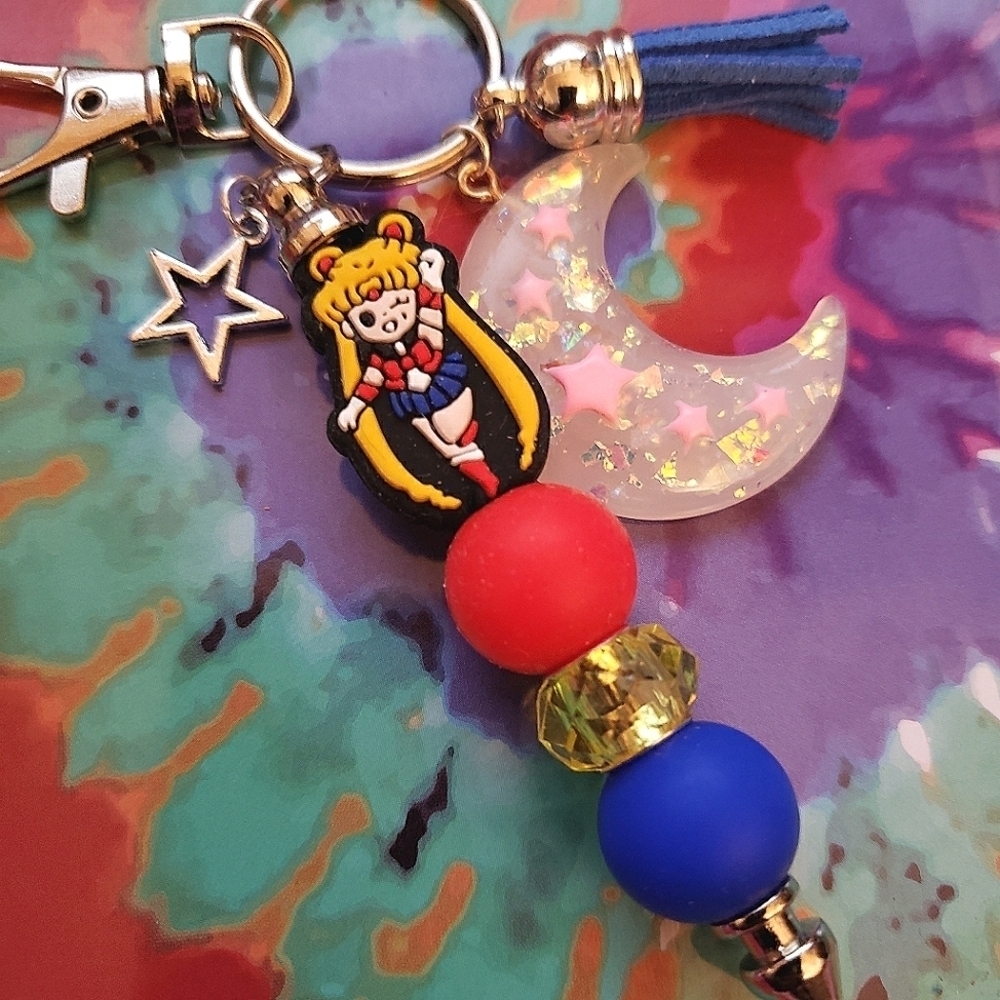 Handmade Sailor Moon Silicone Beaded Keychain